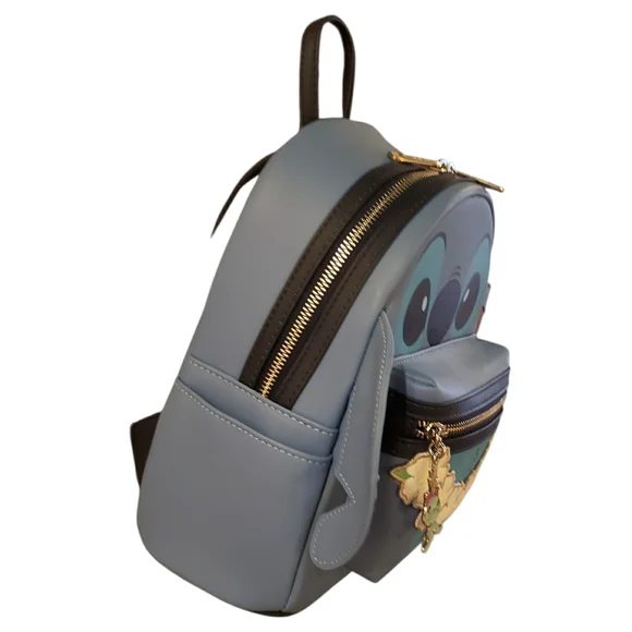 NWT! Loungefly X Disney Lilo & Stitch Mini Backpack with Lei Scrump Charm - Picture 4 of 9